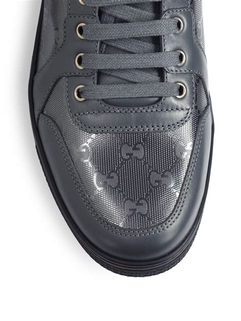 gucci black gg imprime lace-up new|GG Imprimé Patent Leather Sneakers .